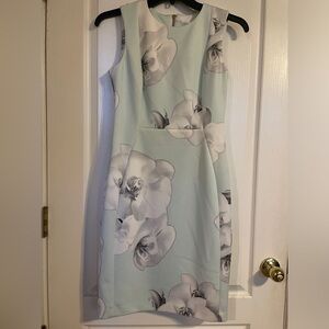 Calvin Klein Mint Green Floral Sheath Scoop Neck Dress 8 Business Career‎ Party